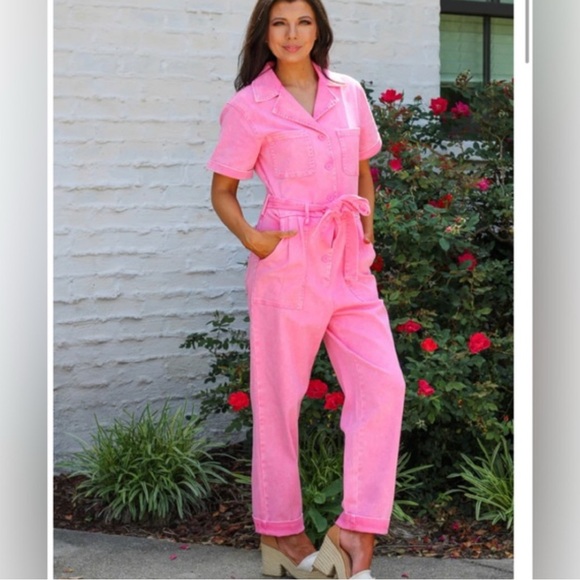 Skies Are Blue Pants - Skies Are Blue Bright Pink Jumpsuit